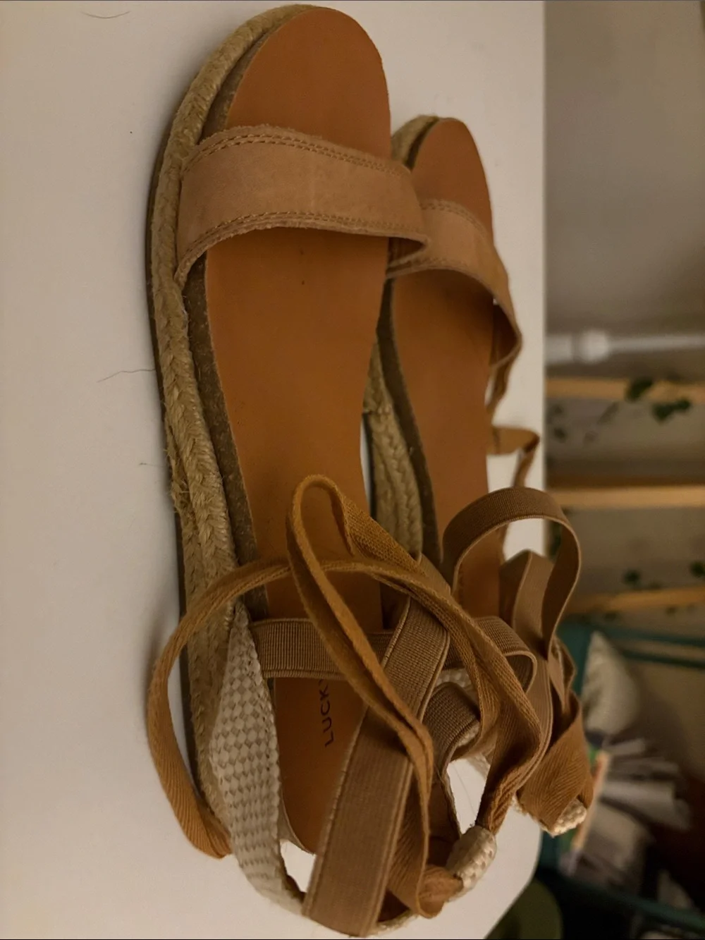 Lucky Brand Tan Lace-Up Espadrille Sandals